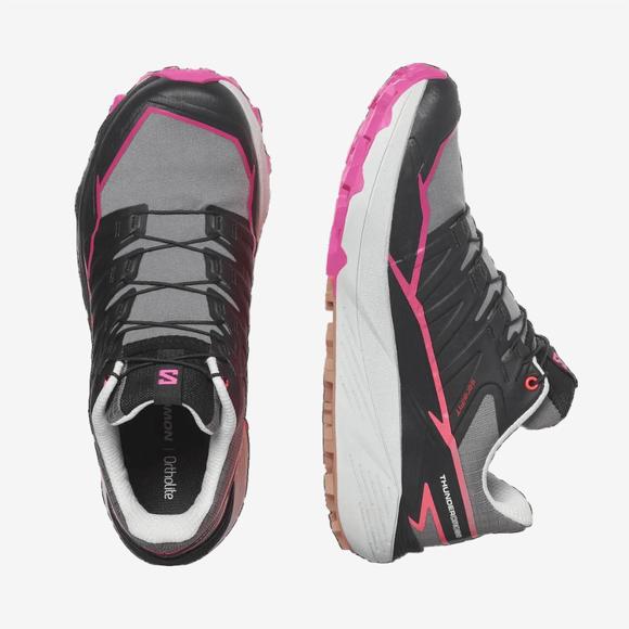 NEW SALOMON women's thundercross running shoes in plum kitten/black/pink glo